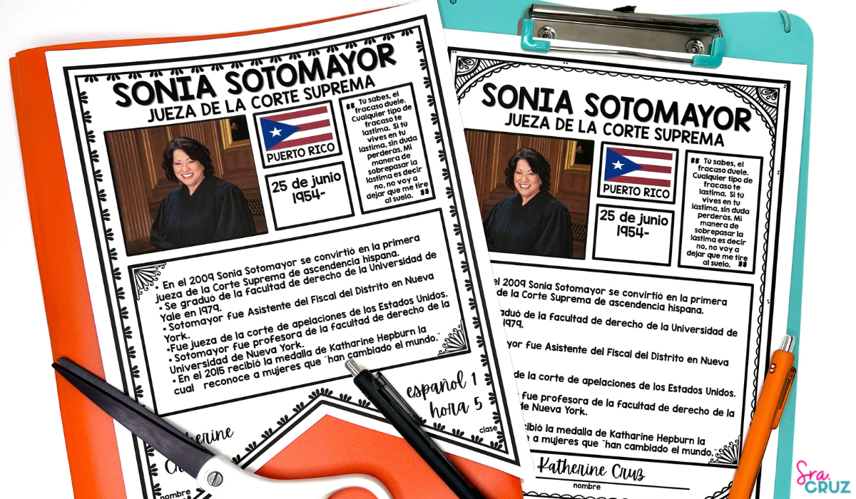 Hispanic Heritage Month Project for Sonia Sotomayor