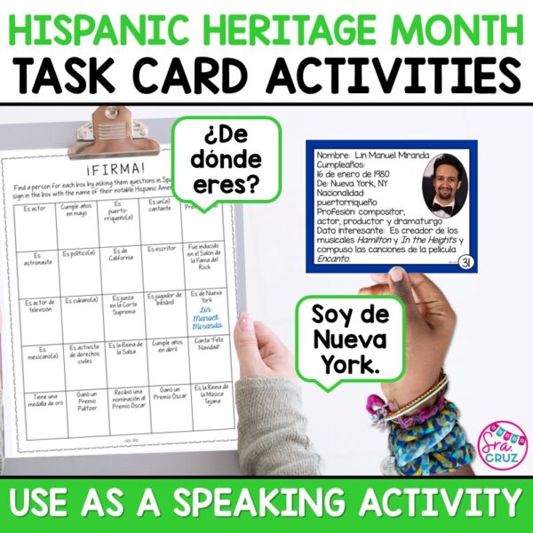 Hispanic Heritage Month Activities Task Cards